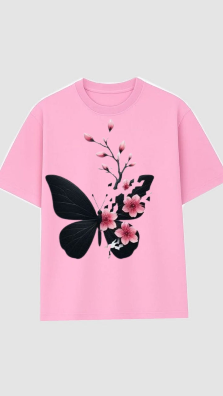 Pink Butterfly Blossom  T-Shirt