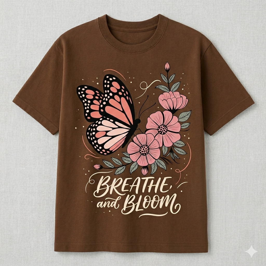 Breathe & Bloom Butterfly Graphic T-Shirt