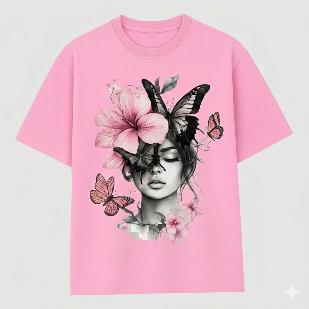Pink Butterfly Blossom  T-Shirt